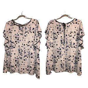 The Limited 2X Tulip Sleeve Polka Dot Blouse